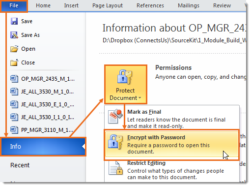 password protect document mac